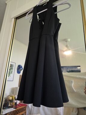 Black Fit-and-Flare Low Cut Sleeveless Dress